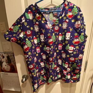 Scrub top, X-mas pattern